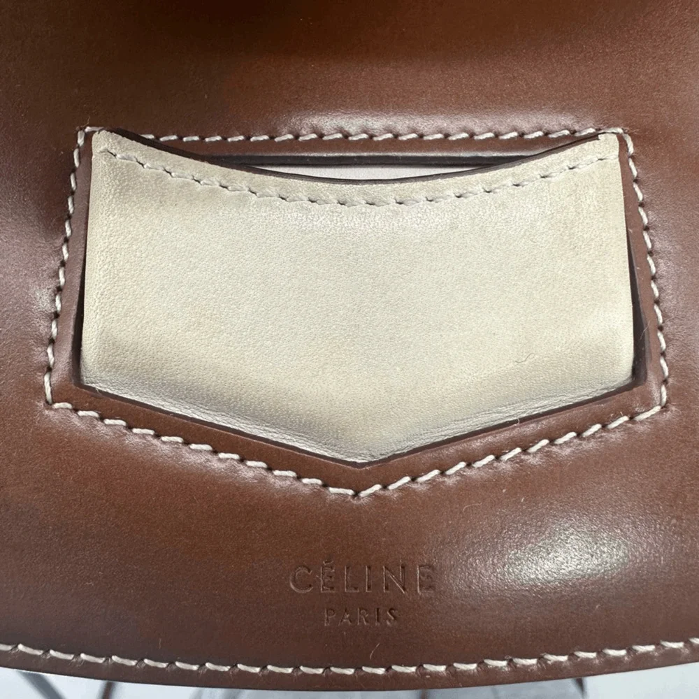 Celine 2016 Phoebe Philo Trotteur Crossbody Flap Bag Two Tone Beige Brown